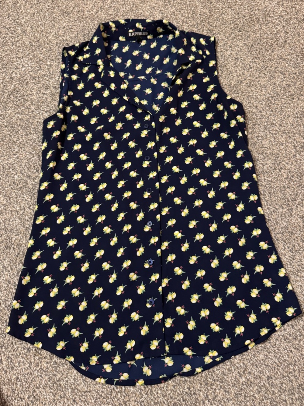 Lemon Collared Button Down Tank Blouse